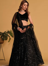 Charming Lehenga Choli of Georgette in Black